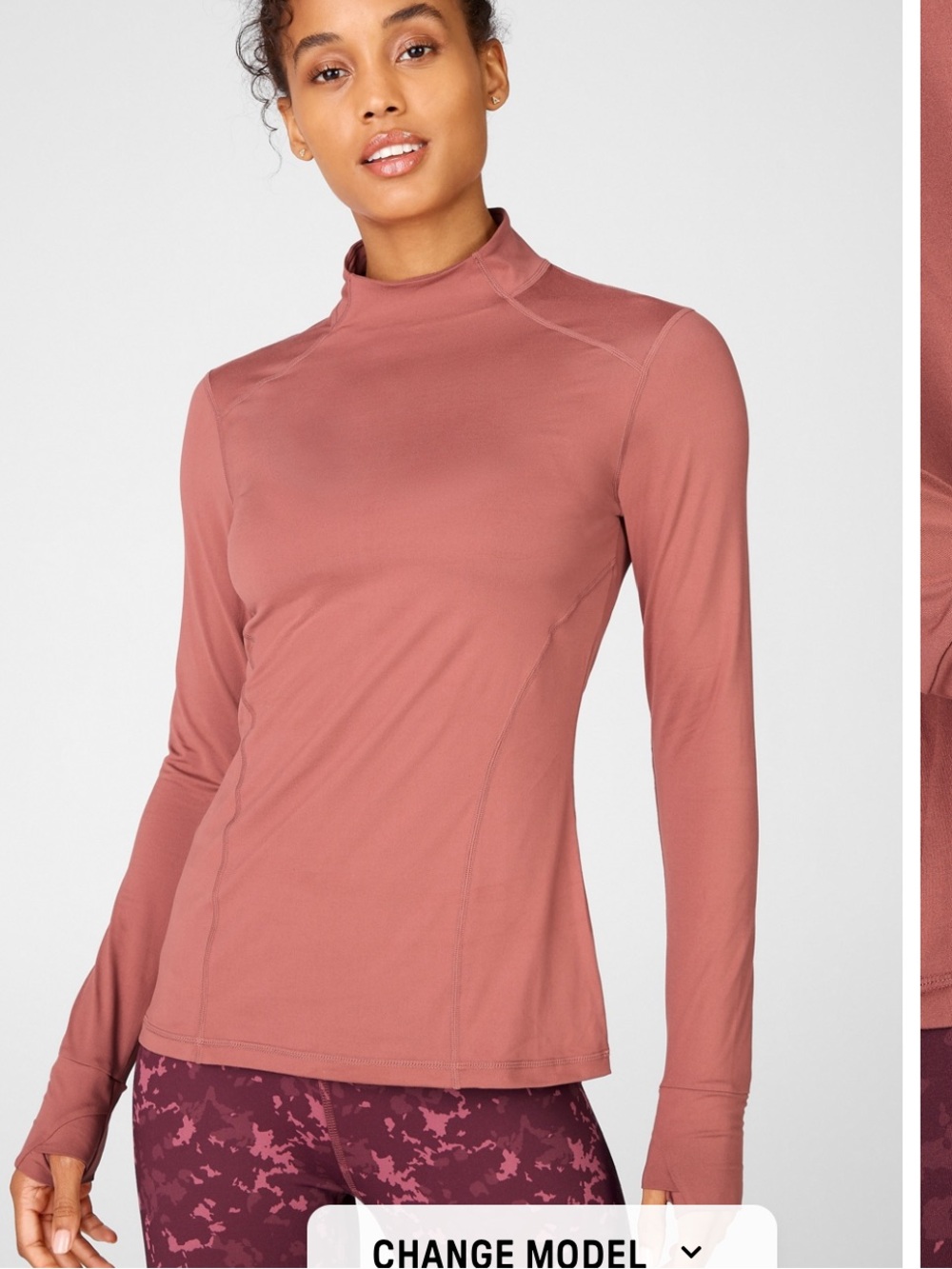 Fabletics Phoenix Mock Neck Long Sleeve Top Rust/Clay Women's Large